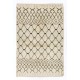 Modern Moroccan Handmade Rug in Natural Ivory and Brown Wool