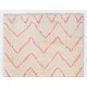 Contemporary Moroccan Rug in Pink and Cream Colors, 100% Wool
