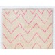 Contemporary Moroccan Wool Rug in Pink and Cream Colors