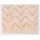 Contemporary Moroccan Rug in Pink and Cream Colors, 100% Wool