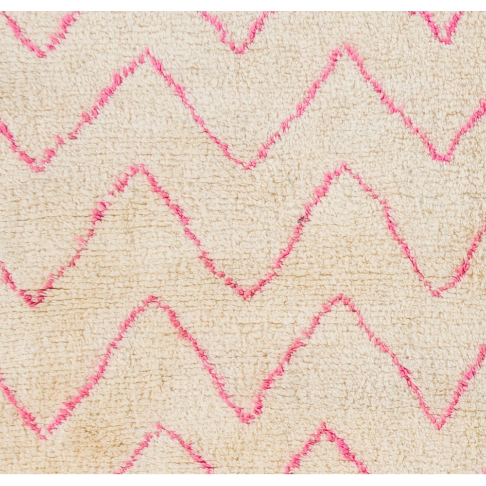 Contemporary Moroccan Rug in Pink and Cream Colors, 100% Wool