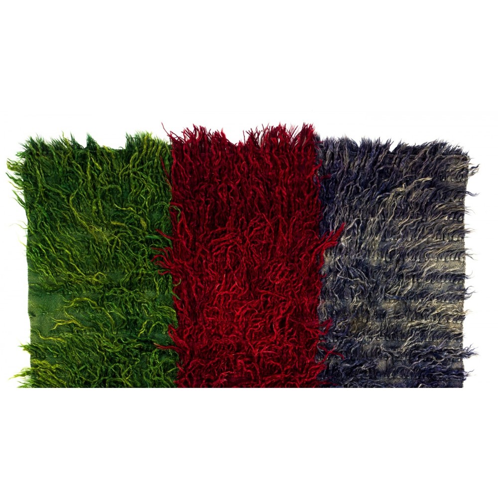 Vintage Mohair Wool Tulu Rug in Green, Red and Blue