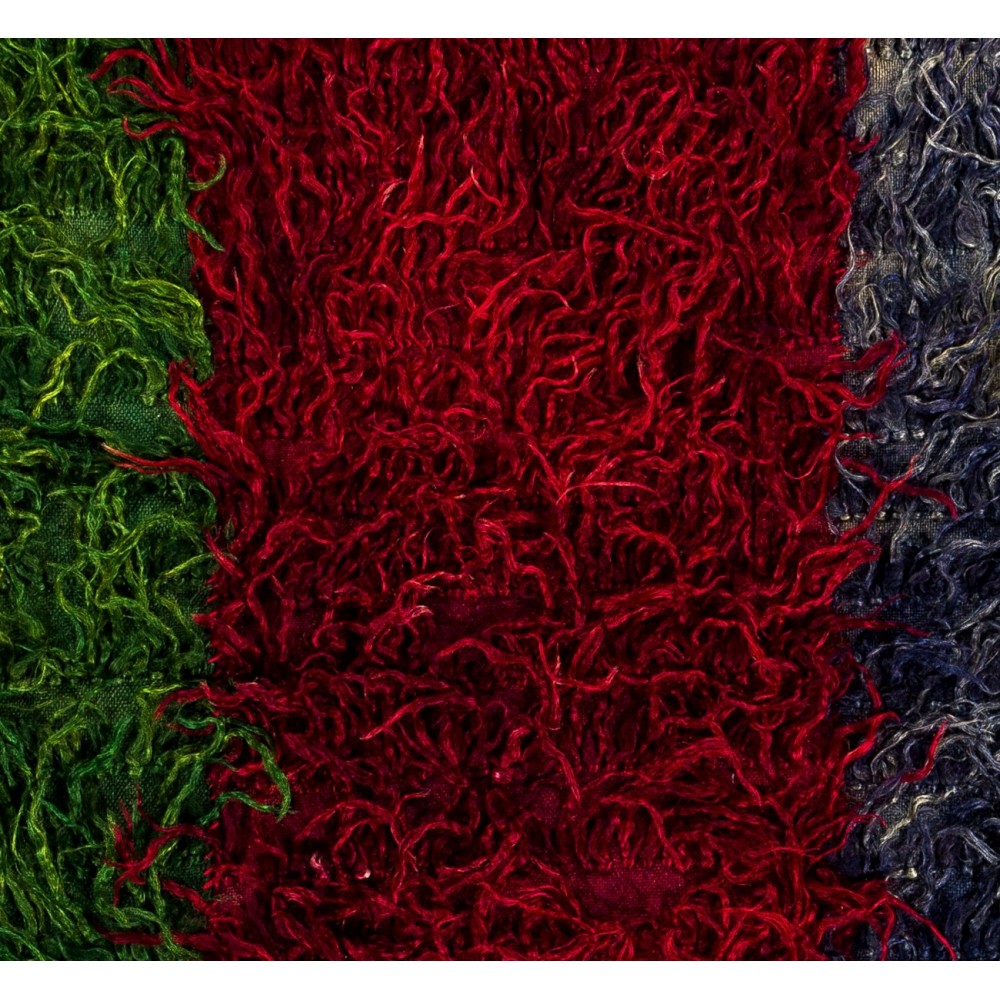 Vintage Mohair Wool Tulu Rug in Green, Red and Blue
