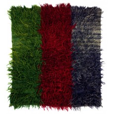 Vintage Mohair Wool Tulu Rug in Green, Red and Blue