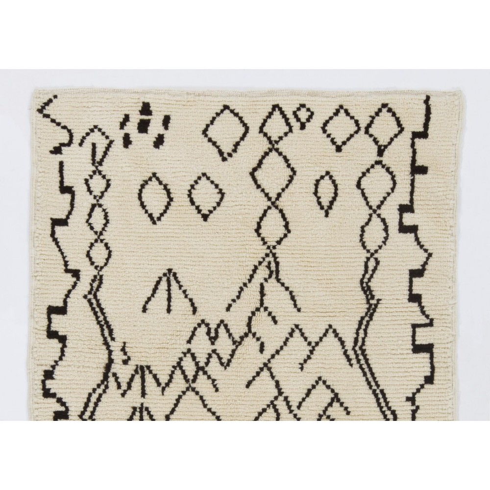 Contemporary Moroccan Tulu Rug, 100% Natural Undyed Wool. Custom Options Available