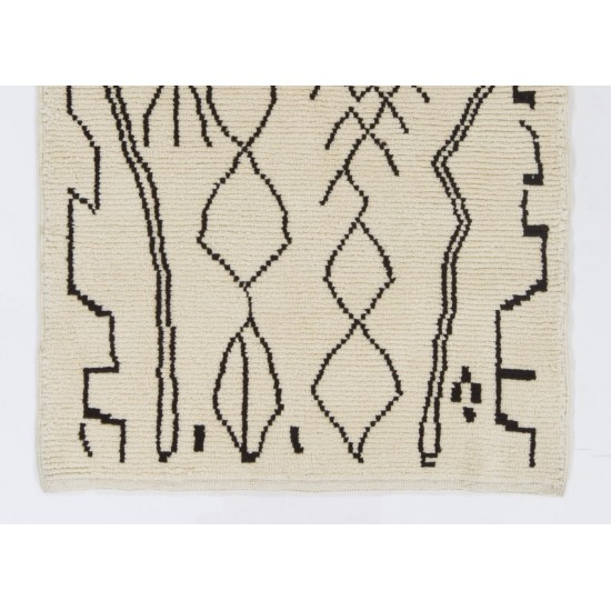 Contemporary Moroccan Rug, 100% Natural Undyed Wool. Custom Options Available