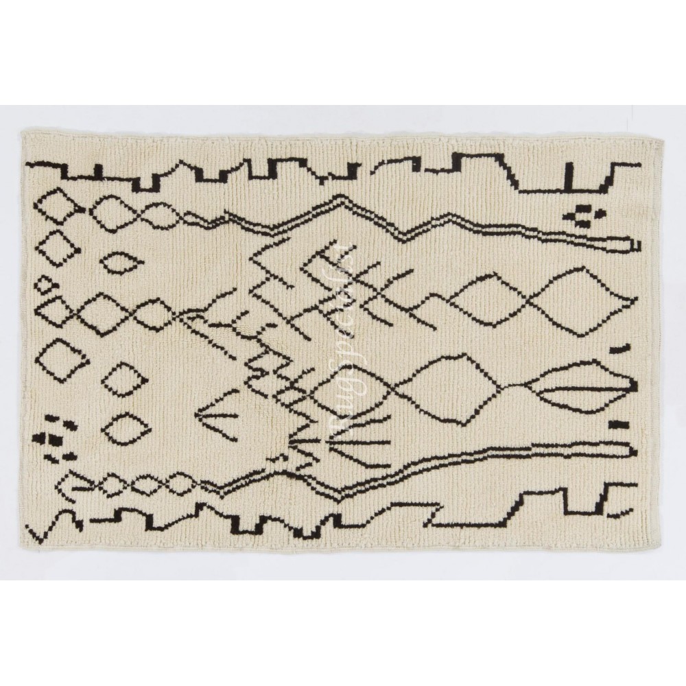 Contemporary Moroccan Tulu Rug, 100% Natural Undyed Wool. Custom Options Available