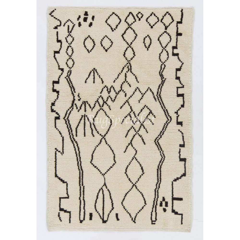 Contemporary Moroccan Tulu Rug, 100% Natural Undyed Wool. Custom Options Available