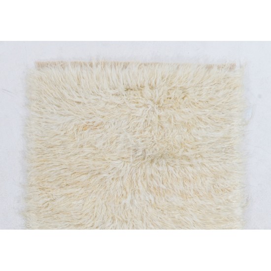 Shag Pile Mohair Rug. Made of Natural Undyed Mohair Wool. Custom Modern Solid Carpet