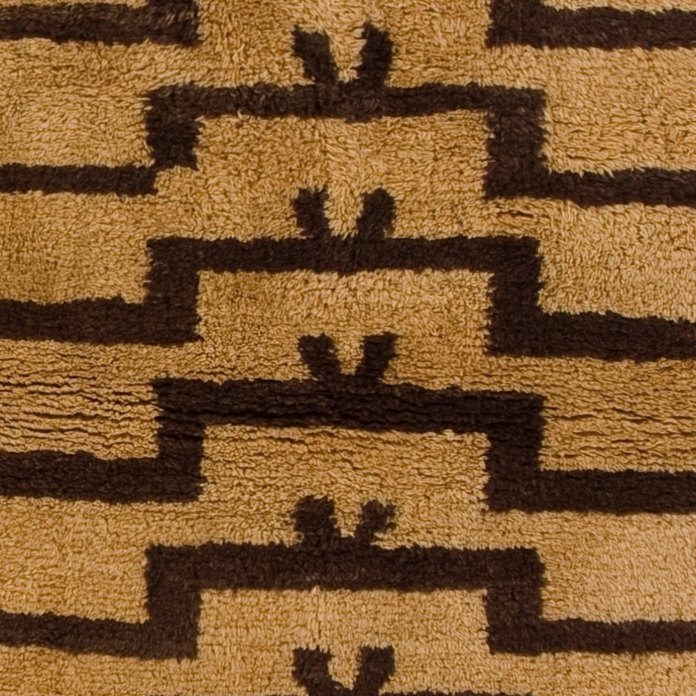 Hand-Knotted Turkish Tulu Rug with Ascending Arches in Mustard & Brown Colors, Made-to-Order, Customizable