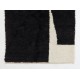 Contemporary Hand Knotted Moroccan Wool Rug in Blue, Black and Cream