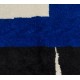 Contemporary Hand Knotted Moroccan Wool Rug in Blue, Black and Cream