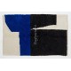 Contemporary Hand Knotted Moroccan Wool Rug in Blue, Black and Cream