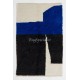 Contemporary Hand Knotted Moroccan Wool Rug in Blue, Black and Cream