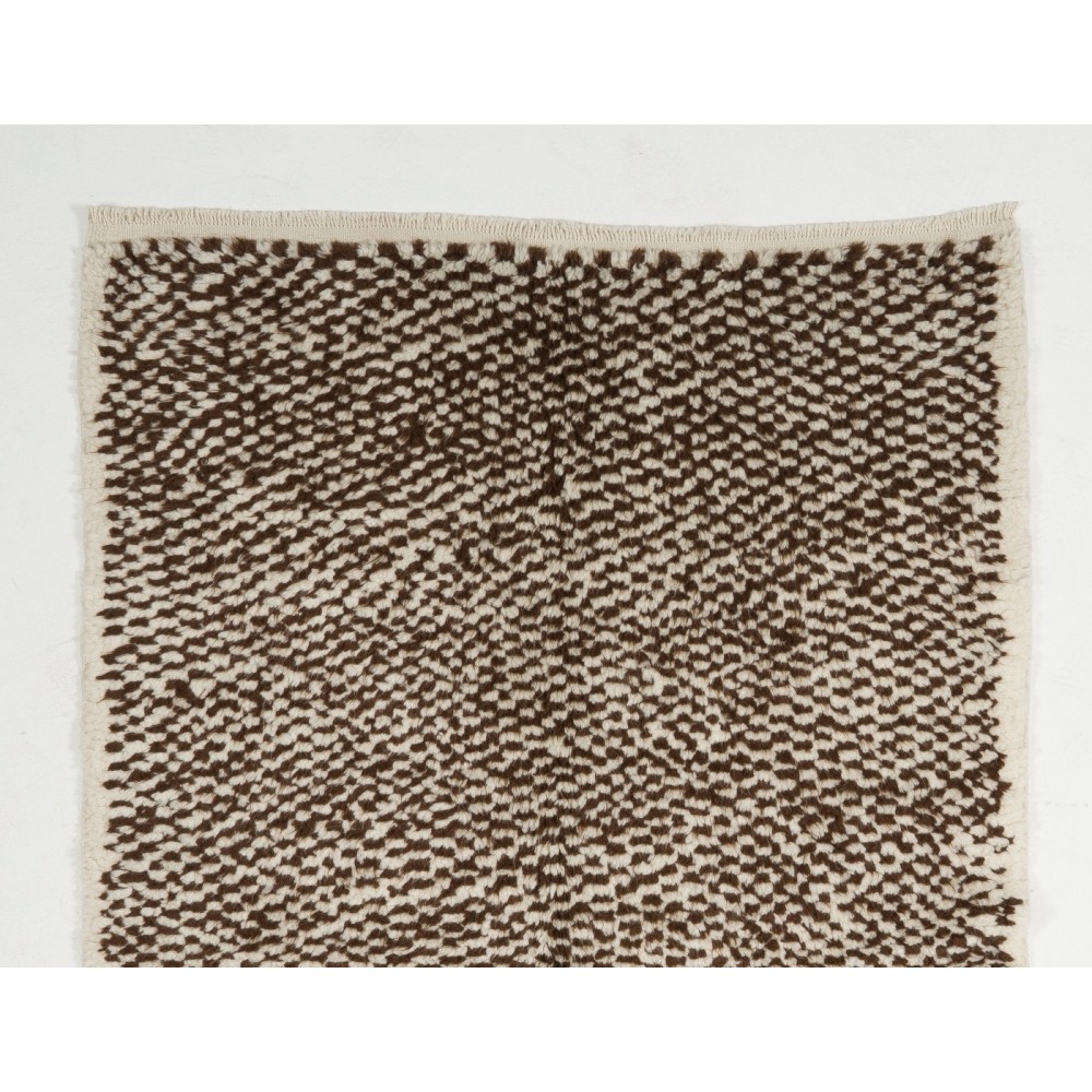 Handmade Tulu Rug, 100% Natural Un-Dyed Wool. Cream and Brown. Custom Options Available
