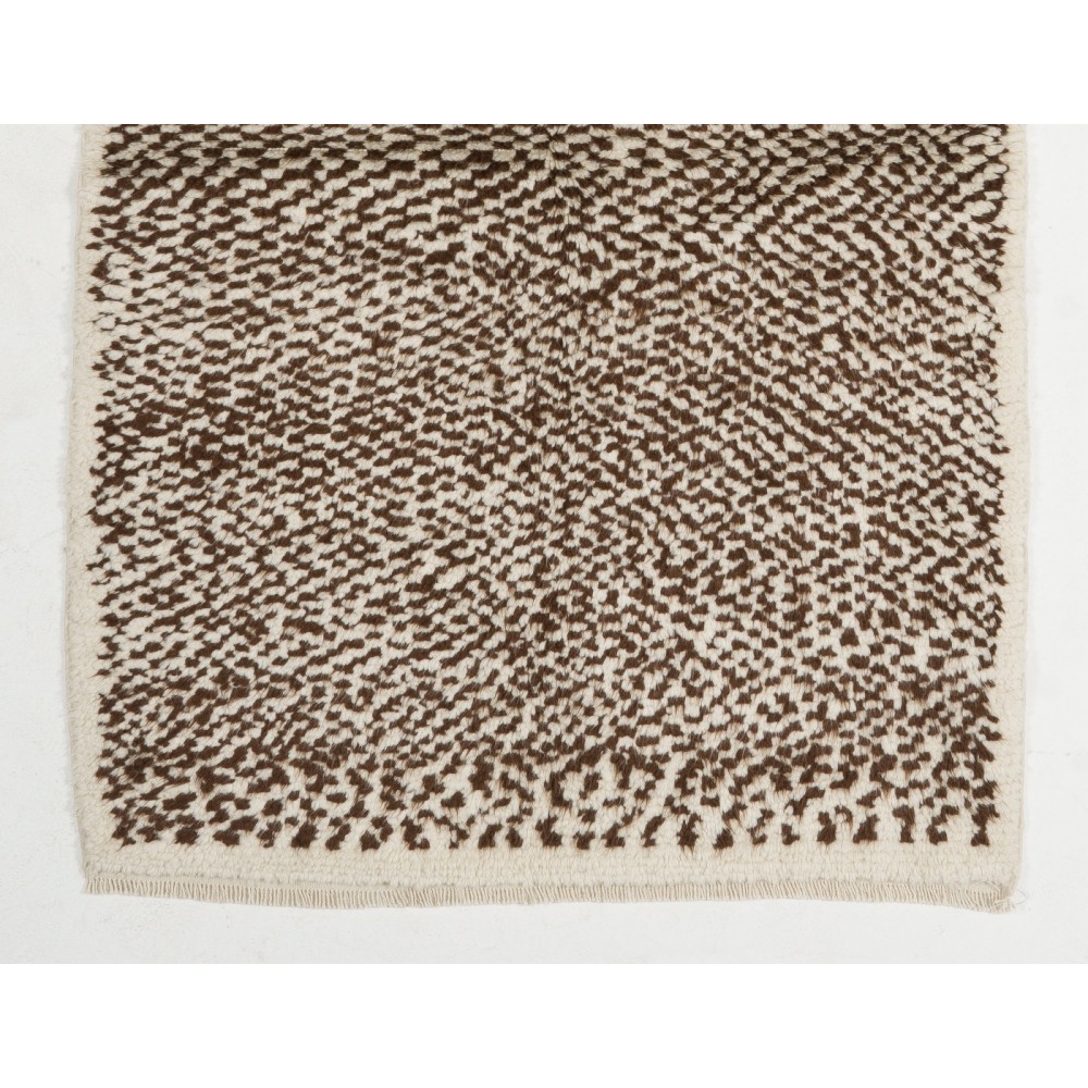 Handmade Tulu Rug, 100% Natural Un-Dyed Wool. Cream and Brown. Custom Options Available