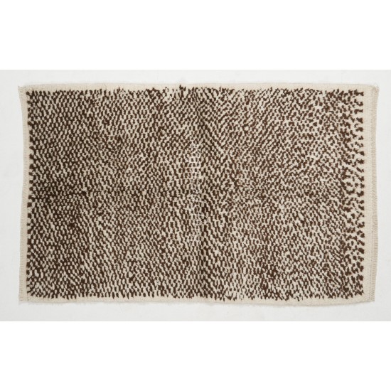 Handmade Tulu Rug, 100% Natural Un-Dyed Wool. Cream and Brown. Custom Options Available