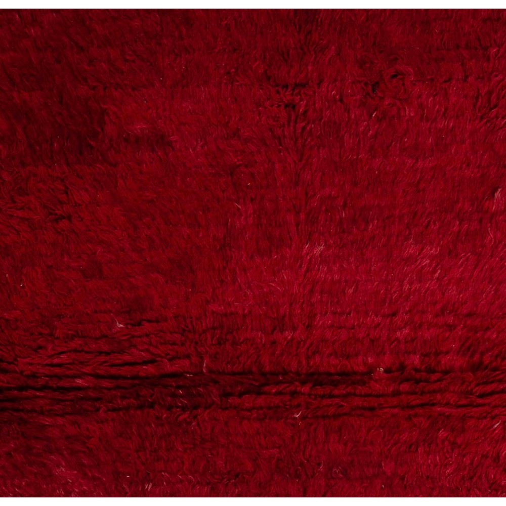 Midcentury Tulu Rug with Plain Solid Red and Ivory Frame Design