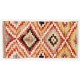 Vintage Turkish Tulu Rug, 100% Wool, Colorful Handknotted Checkered Carpet