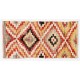 Multicolor Hand-Knotted Vintage Tulu Runner Rug, Checkered Wool Carpet