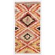 Multicolor Hand-Knotted Vintage Tulu Runner Rug, Checkered Wool Carpet