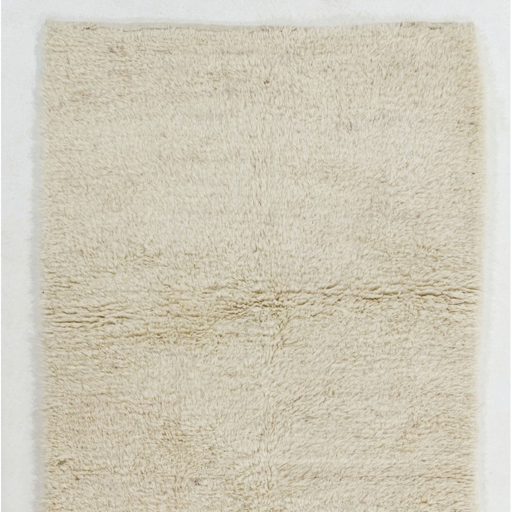 Plain Ivory Tulu Rug, 100% Soft Natural Undyed Wool, Custom Options