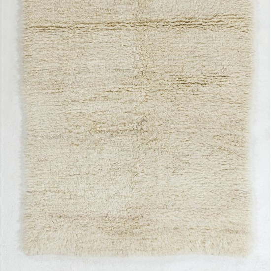 Plain Ivory Tulu Rug, 100% Soft Natural Undyed Wool, Custom Options