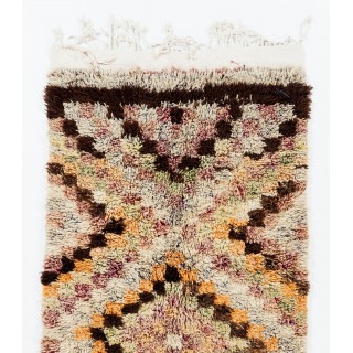 Vintage Checkered Handmade Tulu Runner Rug