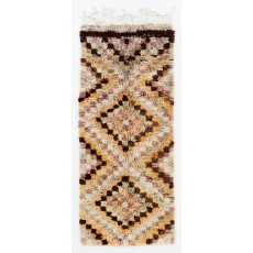 Vintage Checkered Handmade Tulu Runner Rug