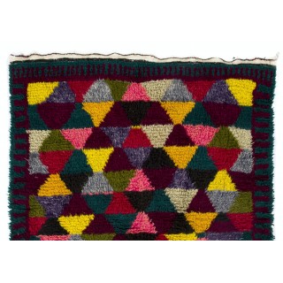 Vibrant Mid-Century Modern Handmade Tulu Rug