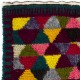 Colorful Vintage Hand-Knotted Turkish Tulu Rug with Geometric Triangle Design, 100% Wool Colorful Vintage Hand-Knotted Turkish Tulu Rug with Geometric Triangle Design, 100% Wool