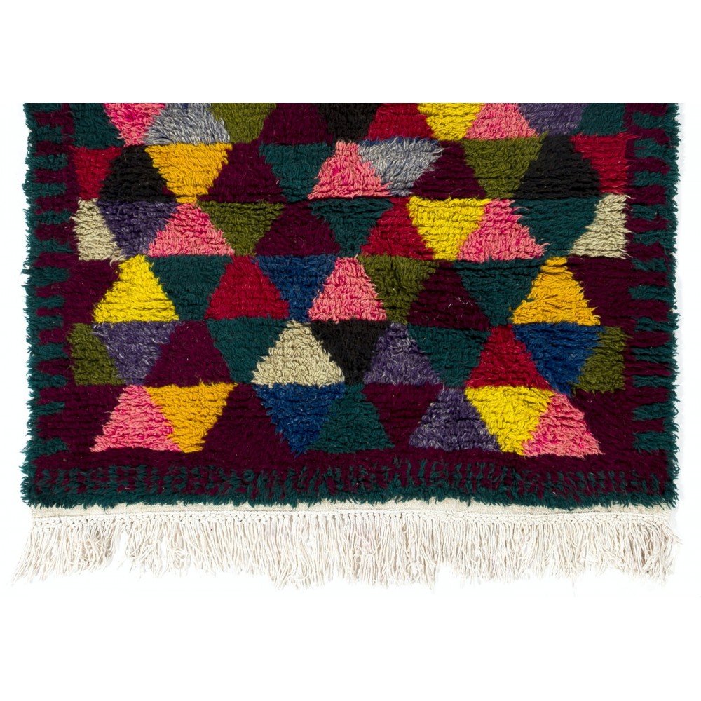 Vibrant Mid-Century Modern Handmade Tulu Rug