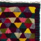 Colorful Vintage Hand-Knotted Turkish Tulu Rug with Geometric Triangle Design, 100% Wool Colorful Vintage Hand-Knotted Turkish Tulu Rug with Geometric Triangle Design, 100% Wool
