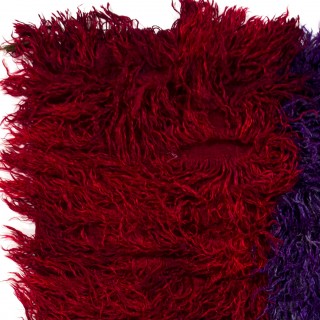 Vintage Hand-Knotted Turkish Tulu Rug in Red and Purple, 100% Mohair Wool Vintage Hand-Knotted Turkish Tulu Rug in Red and Purple, 100% Mohair Wool
