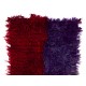 Handmade Vintage Shag Pile Tulu Rug in Red and Violet Blue Color