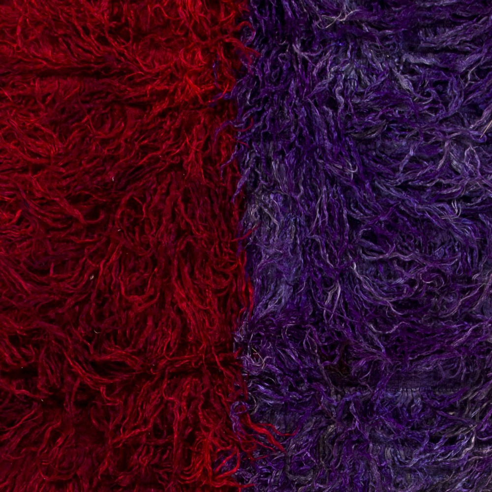 Vintage Hand-Knotted Turkish Tulu Rug in Red and Purple, 100% Mohair Wool Vintage Hand-Knotted Turkish Tulu Rug in Red and Purple, 100% Mohair Wool
