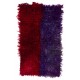 Handmade Vintage Shag Pile Tulu Rug in Red and Violet Blue Color