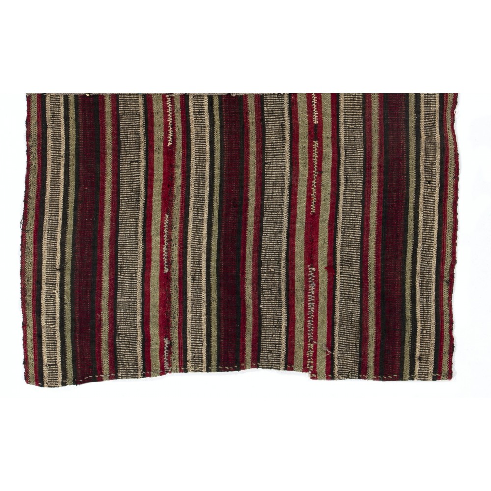 Vintage Tribal Anatolian Kilim with Colorful Poms. Folk Art. Wall Hanging.
