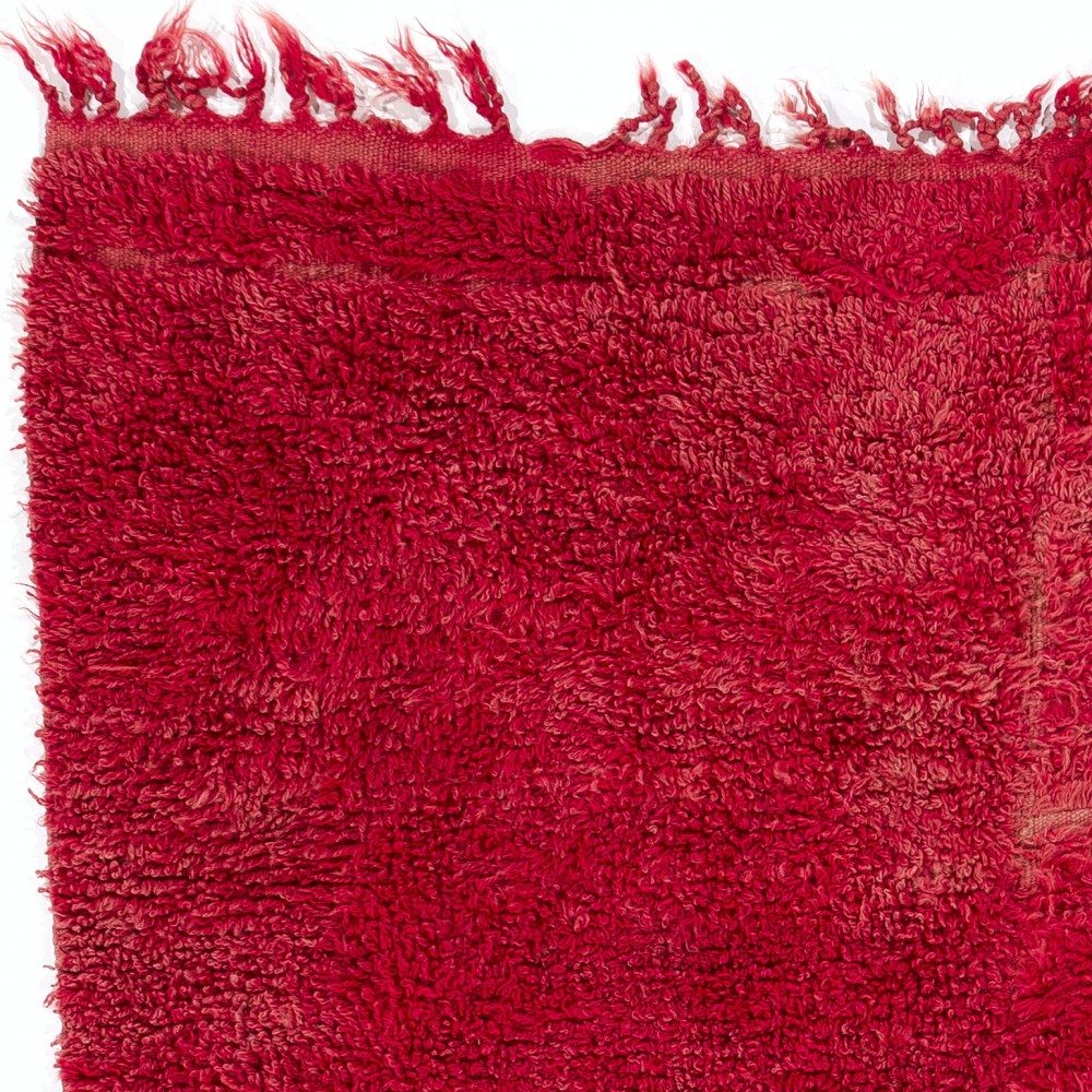 Solid Red Vintage Hand-Knotted Turkish Tulu Rug, 100% Wool Solid Red Vintage Hand-Knotted Turkish Tulu Rug, 100% Wool