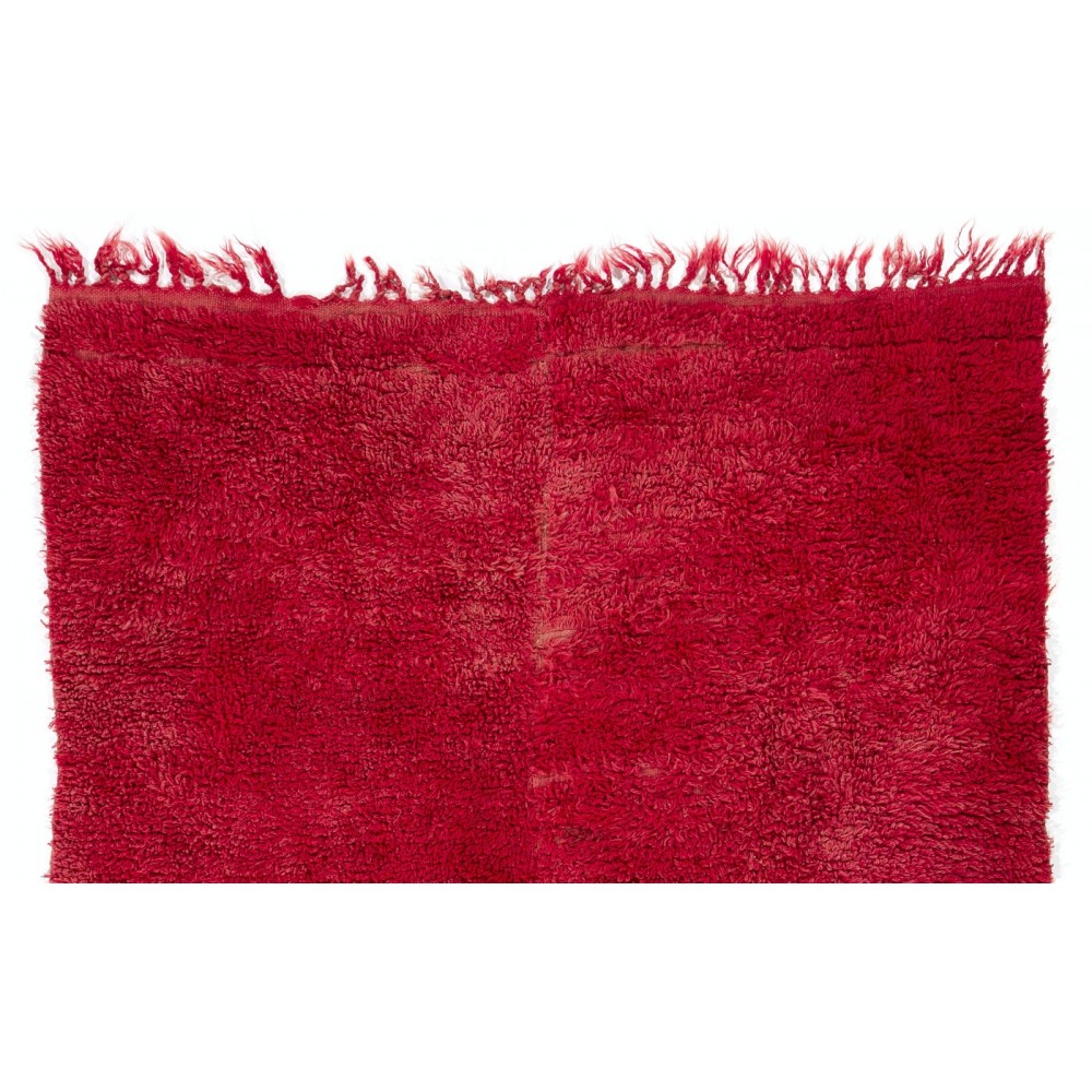 Solid Red Midcentury Handmade "Tulu" Rug