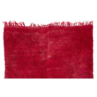 Solid Red Midcentury Handmade "Tulu" Rug