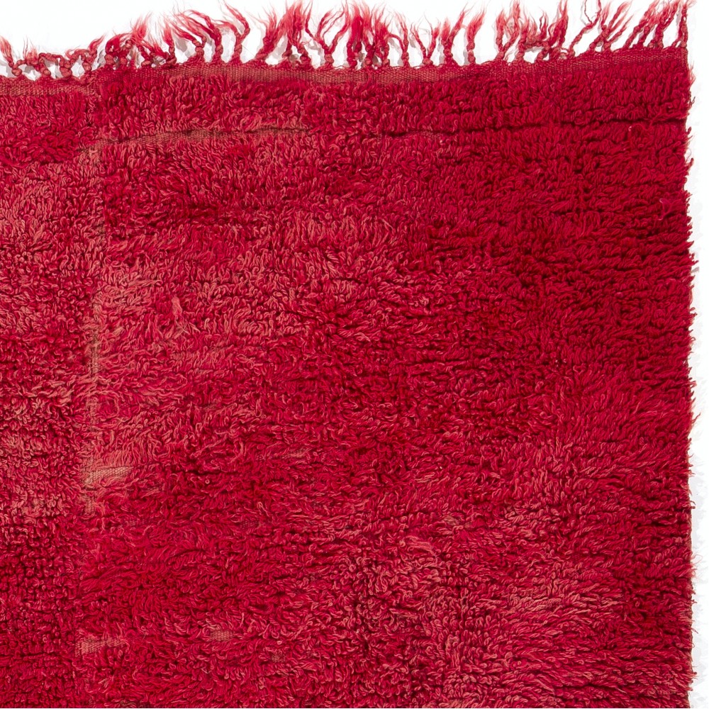 Solid Red Vintage Hand-Knotted Turkish Tulu Rug, 100% Wool Solid Red Vintage Hand-Knotted Turkish Tulu Rug, 100% Wool