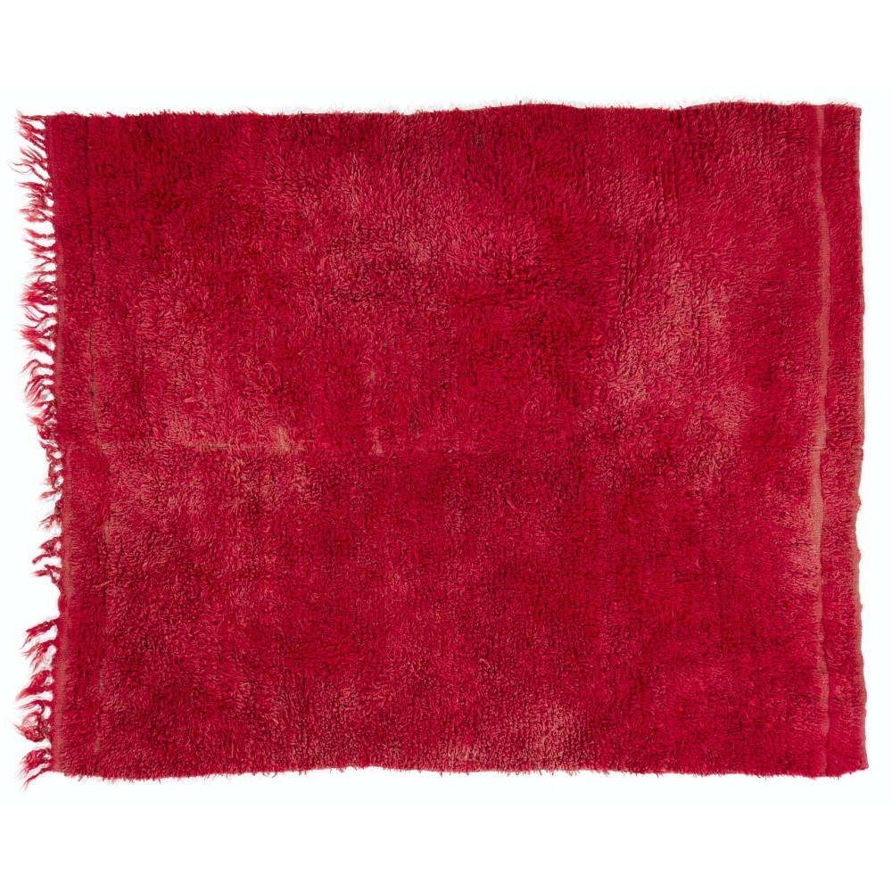 Solid Red Midcentury Handmade "Tulu" Rug