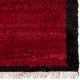 Minimalist Handmade Tulu Rug with Border. Red Color Moroccan Berber Style Carpet. All Wool