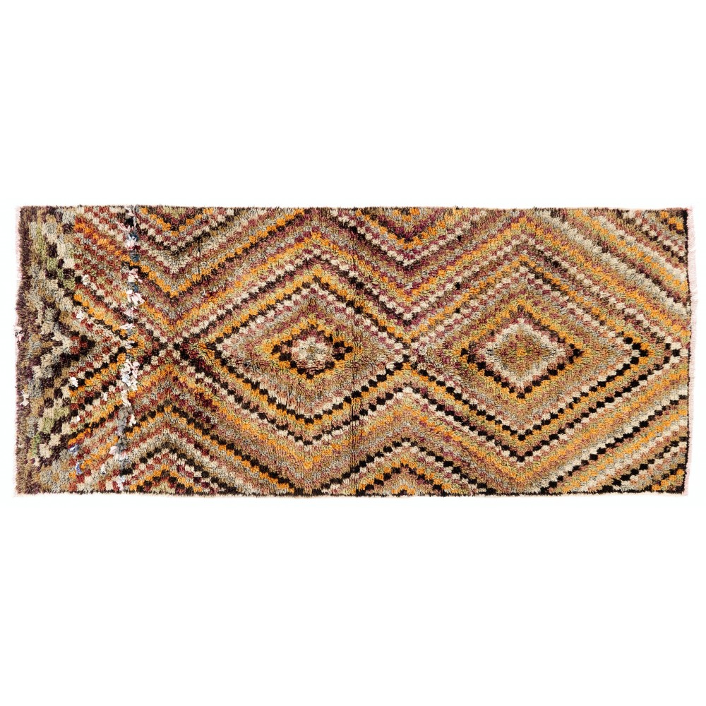 Checkered Mid-Century Handmade Tulu Rug in Earthy Colors