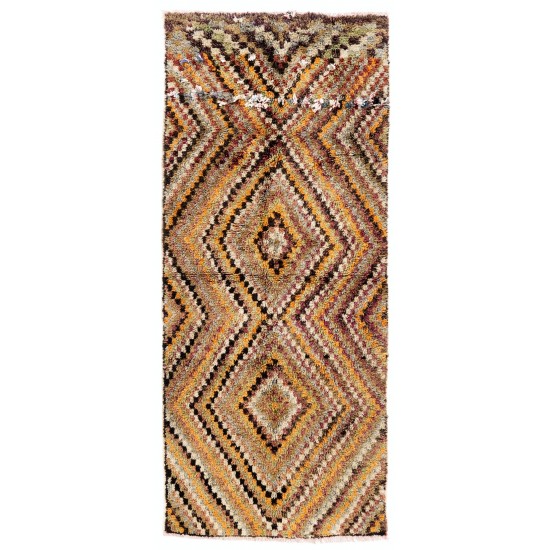 Checkered Mid-Century Tulu Rug in Earthy Colors