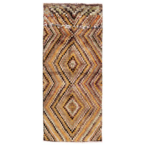 Checkered Mid-Century Tulu Rug in Earthy Colors