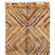 Vintage Checkered Handmade Tulu Rug in Soft Colors, 100% Wool