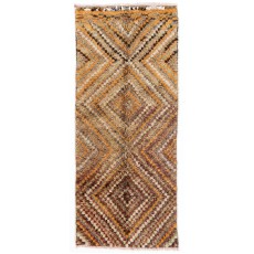 Vintage Checkered Handmade Tulu Rug in Soft Colors, 100% Wool