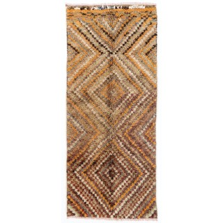 Vintage Checkered Handmade Tulu Rug in Soft Colors, 100% Wool